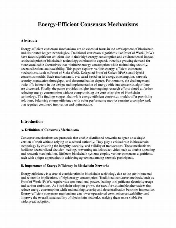 Energy-efficient Consensus Methodologies